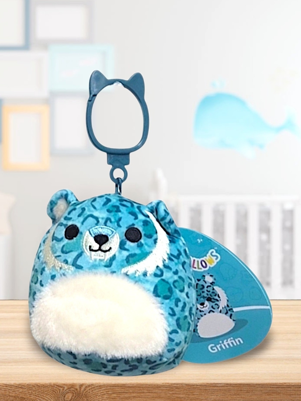 Squishmallows Bag Clip Griffin A Tropical Blue Tiger